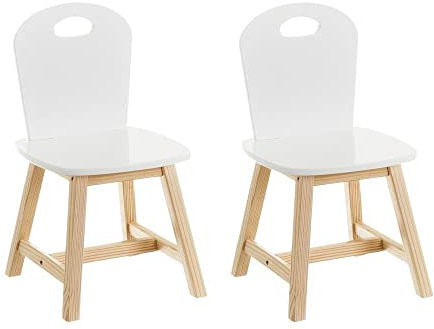 LOLAhome Silla Infantil Blanca de Madera de Pino de 28x28x50 cm para Escritorio o pupitre (Blanco 2 sillas)