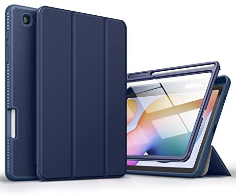 SURITCH Hülle für Samsung Galaxy Tab S6 Lite Schutzhülle mit Eingebaut Displayschutz und Pencil Halter Case mit Ständer Funktion und Auto Schlafen/Wachen für Samsung Tab S6 Lite 10,4 Zoll-Blau