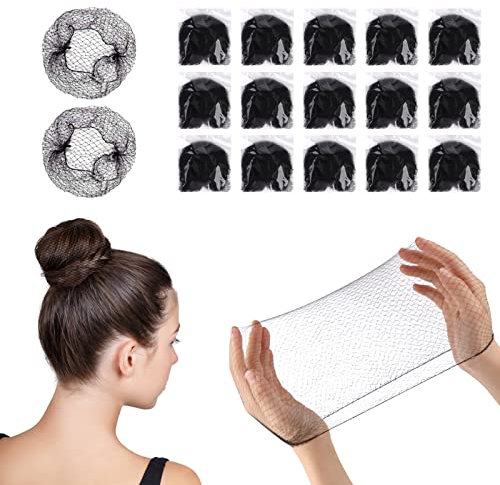 30 Stück Unsichtbare Haarnetze, Haarnetze Elastisches, Haarnetz Dutt, für Frauen, Mädchen, Haarknoten Herstellung, Ballett Tänze (Schwarz)