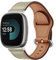 MiRowy Leder Armband Kompatibel mit Fitbit Versa 4/Versa 3 / Fitbit Sense 2/Sense, Uhrenarmband für Damen Herren, Premium Lederband Ersatzband, Weiß