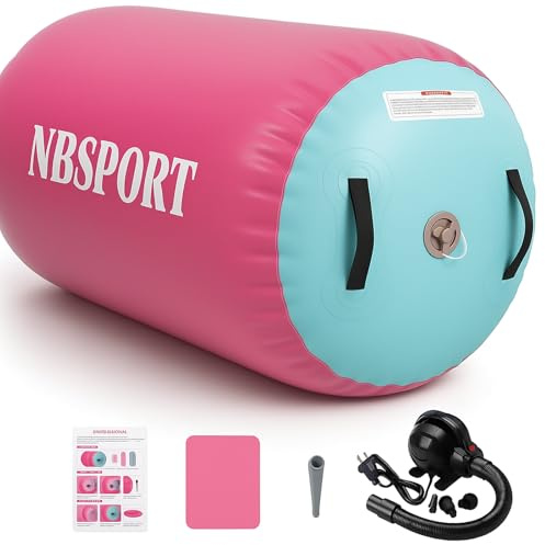 NBSPORT Air Barrel & Roller Gymnastik Equipment - Aufblasbarer Tumble Track & Rücken Handspring Trainer mit Pumpe für Home Cheerleading
