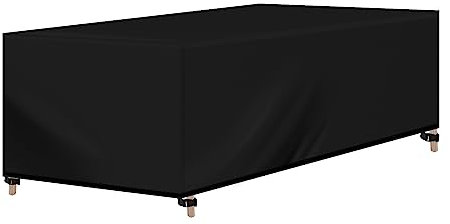 WOLTU Abdeckung für Gartenmöbel, Rechteckig 218x77x55 cm, Abdeckhaube aus 420D Oxford Gewebe, Wasserdicht Abdeckplane UV-Beständig, Schutzhülle Plane für Möbelsets Gartentisch Sitzgruppe,Schwarz