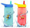 2Pcs Paw Patrol Water Bottles with Printed Chase and Marshall, 420ml Reusable Sports Water Bottles 16cm, Silicon Straw Sipper Bottles for Kids 6+ Months