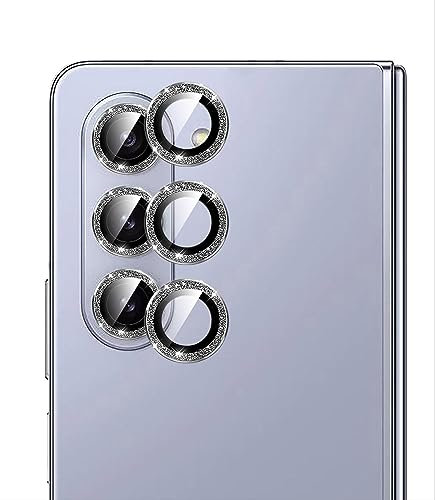 GIOPUEY Camera Protector Compatible with Samsung Galaxy Z Fold 5, Samsung Galaxy Z Fold 5 Camera Lens Protector, Bling Powder Diamond, Shiny, Elegant, Easy to Install - Black