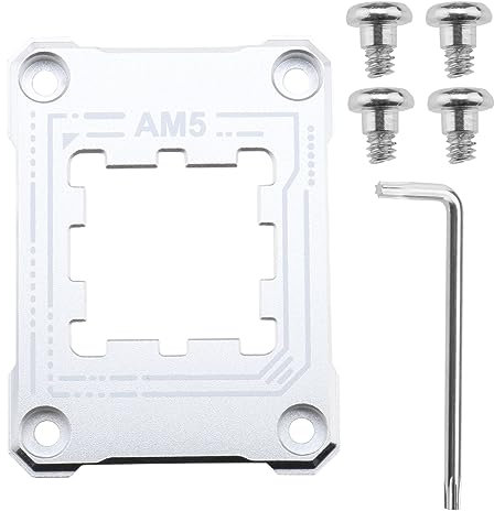 Create Idea AM5 Soporte de CPU AM5 Marco de Contacto antiflexión con 4 Tornillos y 1 Destornillador correctivo Anti-flexión Marco de fijación 75 x 56 mm/2.95 x 2.2 Pulgadas Plateado