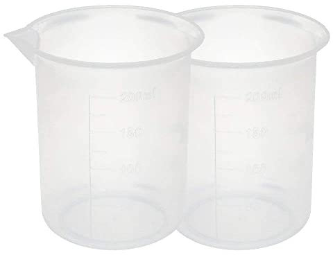 Bicchiere graduato in plastica riutilizzabile da 2 pezzi con misurino resistente al calore in scala per cucina o laboratorio 200 ml