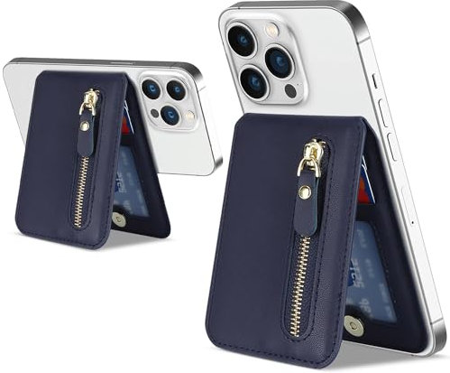 ELTEKER Magnetischer Handy Kartenhalter kompatibel mit MagSafe Wallet mit verstellbarem Stand,Handy Kartenetui MagSafe Wallet für iPhone 15/14/13/12 Series, blau