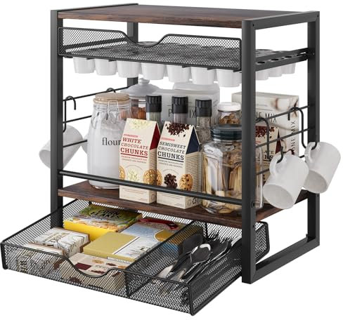 TQVAI Coffee Pod Holder 70 Capsules Coffee Pod Storage Drawer Coffee Station for Dolce Gusto Vertuo Pods Tea Bag Syrup, Black