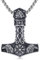 Twoowl Mjolnir Halskette Sterling Silber Wikinger Kompass Anhänger Thor Hammer Halskette Rabe Halskette Nordische Runen Vegvisir Amulett Schmuck Geschenke für Frauen Männer