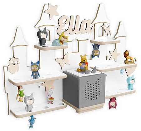 Holzura Toniebox 1 Regal Schloss – Wandregal zur Tonie Aufbewahrung, Kinderregal für Toniebox 1 & Tonie Figuren, Wandregal Musikbox Kinderzimmer
