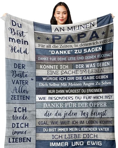 Geschenke für Papa von Tochter - Decke 150x130cm für Geburtstag, Weihnachten, Vatertag - Bester Papa Geschenk