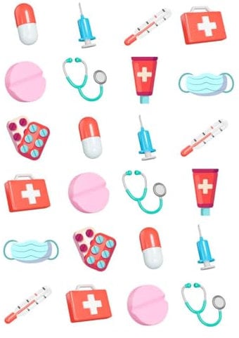 24 x Doctor Nurse Themed Edible Wafer/Rice Paper Cupcake Toppers Cake Decorations Birthday
