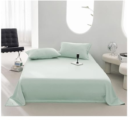 RUZGAR 100% österreichische Eukalyptus Bettlaken Tencel-Lyocell Betttuch Laken Leintuch Haustuch ohne Gummizug vielen Größen und Farben Seidig Weich Glatt(Green A,160x230cm)