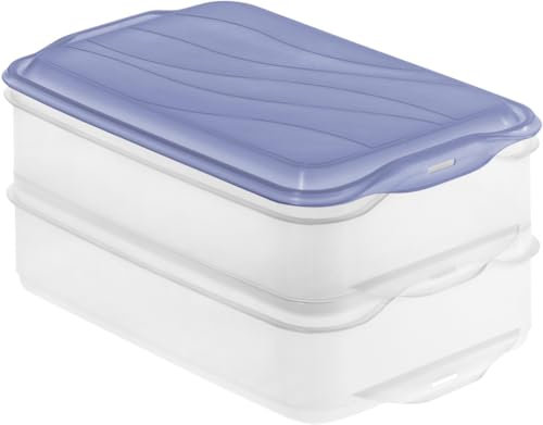Rotho Kühlschrankdose Rondo 2 x 1,35 l horizon blue, Frischhaltedose, Transparent
