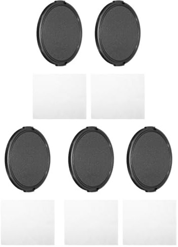 PATIKIL 82mm Objektivdeckel, 5er Pack Seitenklemmung Kamera Objektivabdeckung zum Schutz der Frontlinse mit Reinigungstuch, geeignet für 82mm Gewinde Universal DSLR Objektive, Schwarz