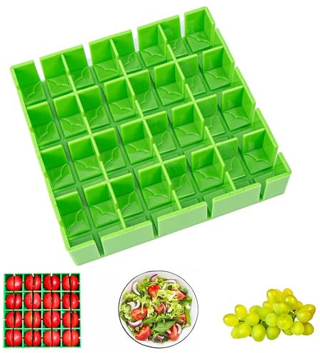 Coupe Tomate, 16 Grilles Coupe Fruits, Outil de Trancheuse de Fruits Fraise/Tomate/Raisin pour Salade et Décoration de Gâteau, Gadgets de Cuisine (Vert, 13 x 2,5 cm)