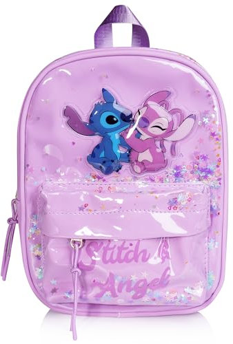 Bolso Stitch y Angel para Niña – Mochila Infantil Disney Brillante con Purpurina – Regalo Oficial de Lilo & Stitch – Ligero y Resistente