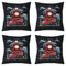 Homewish Set von 4 Roten Feuerwehrwagen Kissenbezüge 45x45cm,Cartoon Fahrzeug Wurf Kissenbezüge,Uhr Druck Kissenbezüge,Moonnight Cool Dekorative Kissenbezüge für Jungen Kinder Teens