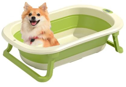 Eqvexd Tragbare Faltbare Badewanne,Hundebadewannen mit Ablaufloch zum Baden,Duschen,Waschbecken,Faltbare Badewanne,zusammenklappbare Haustierwanne für kleine Haustiere