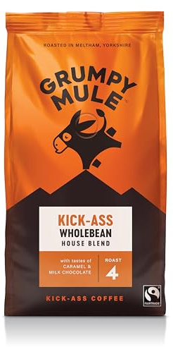 Grumpy Mule Kick-Ass House Blend Whole Coffee Beans with notes of Caramel and Milk Chocolate 200g