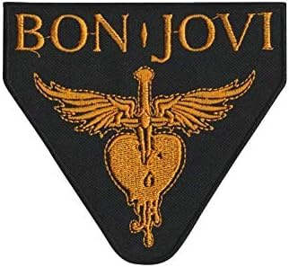 Schwarzes Bon Jovi Rockband Musik Heavy Metal Punk Rock Logo aufbügeln aufnähen Patch Jacke T-Shirt Patch annähen Eisen aufgesticktes Symbol Abzeichen Tuch Zeichen Kostüm Applique Souvenir Zubehör