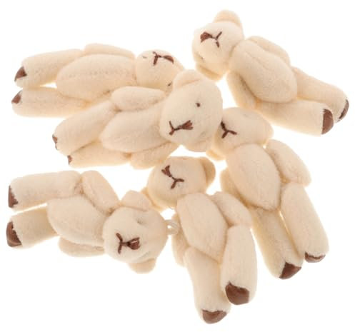 HOOTNEE 6st Plüschtier-anhänger Plüschtiere Plüsch Kleiner Gelenkbär Mini-teddybären Kinder Tragen Spielzeug Bären-schlüsselanhänger Für Frauen Kleine Bärenpuppen Minibär Weiß Pp Baumwolle
