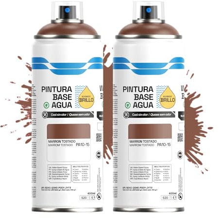 Etrexonline Pintura Spray Ecológica 400ml - Base Agua, Sin Olor - Para Muebles, Metal, Plástico y Madera - Colores Vivos y Permanentes, Cobertura Uniforme - Marron Tostado, 2 unidades