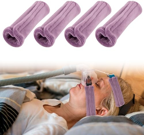 4er-Pack CPAP-Gurtabdeckungen, Gurtkomfortpolster, weiche CPAP-Gesichtspolster, Gesichtspolster Universal und Komfort-Kopfbedeckungspolster zur Reduzierung von roten Flecken (Dunkelviolett)
