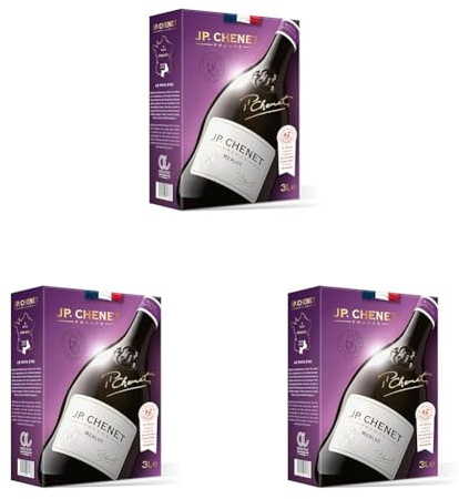 J.P. Chenet - Original Merlot Rotwein aus Pays d'Oc, Frankreich - Großpackungen Wein Bag in Box 3l (1 x 3 L) (Packung mit 3)