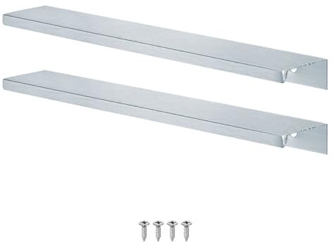 M METERXITY 2-Pack Cabinets Drawers Edge Pulls, 7.87 Aluminum Drawer Edge Pulls Concealed Tab Handle for Wardrobe/Kitchen Drawers/Cabinet Doors/Furniture [Brushed Grey]