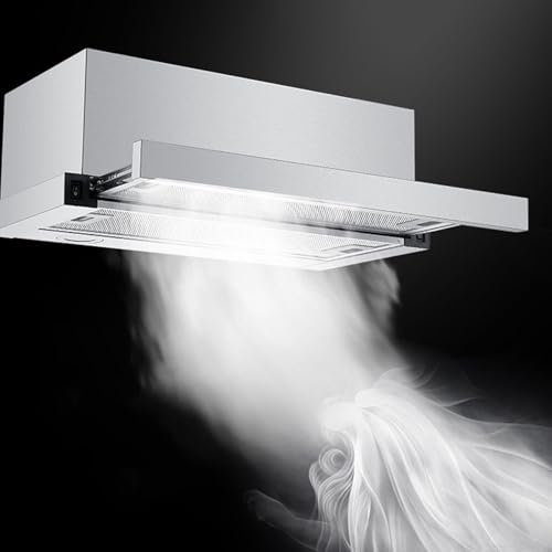 60cm Telescopic Cooker Hood, for Kitchens/apartments/rental Houses, with LED Light & 2 Speeds,18m³/Min Integrated Kitchen Extractor Fan, Reusable Filters, Built-in Kitchen Hood