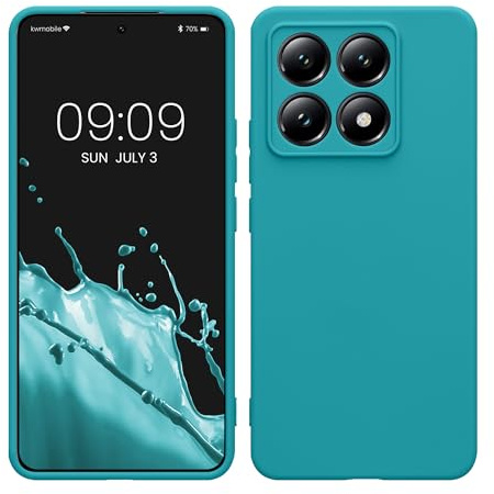 kwmobile Handyhülle für Xiaomi 14T Hülle - weiches Handy Silikon Case - Schutzhülle Cover - Petrol matt
