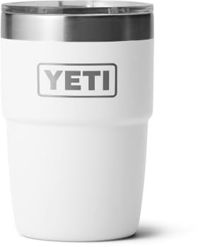 YETI Rambler 8 oz (236 ml) Stackable Cup with Durasip Ceramic Lining, Stainless Steel Vacuum Insulated Coffee Cup with Removable Magslider Lid, White