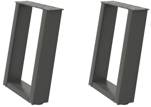 KKgypkn Couchtischbeine U-Form 2 STK. Anthrazit 38x42-43 cm Stahl, pulverbeschichtete Metall Tischbeine für Tischplatte, verstellbare Nivellierfüße, vorgebohrte Löcher