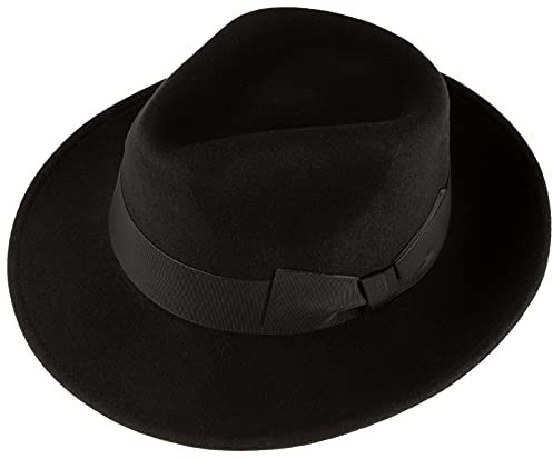 Alpenleder Hut - Modell: Palermo (Handgefertigt) - Nachhaltiges Bio-Filz aus regionaler Landwirtschaft | Fedora Wollhut, Hüte Damen & Herren, Filzhut *Fair Produziert* (Gr.: M, (57-58cm), Schwarz)