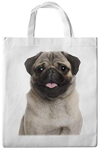 Merchandise for Fans Einkaufstasche- 38x42cm, 8 Liter - Motiv: Mops Porträt [ 07 ]