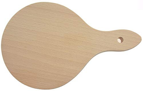 EFO Kleines Schneidebrett - Brettchen Holz - HolzBrett mit Griff - Rustikales Brett - Hackbrett für Knoblauch und Zwiebel, Durchmesser 12,5 cm