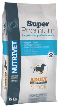 NUTRIVET - Super Premium - Erwachsene Klein - Weizenfreies kroketten - Hund - Reich an tierischem Eiweiß - 15 kg