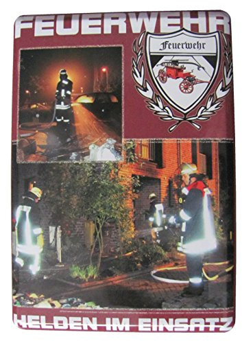 Feuerwehr - Helden im Einsatz - Blechpostkarte mit Umschlag 10 x 14 cm