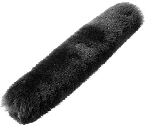 Merauno Lammfell Nasenriemenschoner Genickschoner mit Klettband Pferde Nasenschoner für Halfter Trensenzaum Kopfstück Zaumzeug aus echtem Schaffell Natur Schwarz Braun, (28 or 32cm) (32cm, Schwarz)