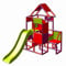 Moveandstic 6013 - großer Spielturm Lisa mit Rutsche und kleinen Anbau (rot-brombeer-apfelgrün)
