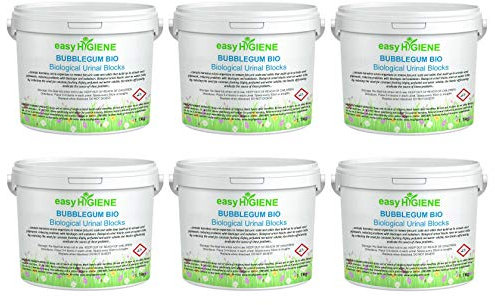 6 TUBS BUBBLEGUM BIO Urinal Channel Blocks Cubes Gents Washroom BLUE Trough Deodoriser