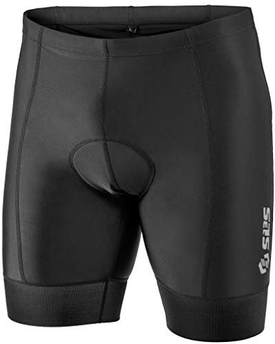 SLS3 Triathlon-Shorts für Herren - Strapazierfähiges FRT-Gewebe - Herren-Tri-Shorts - Triathlon-Hose für Männer - 2 Taschen (Solid Black, L)