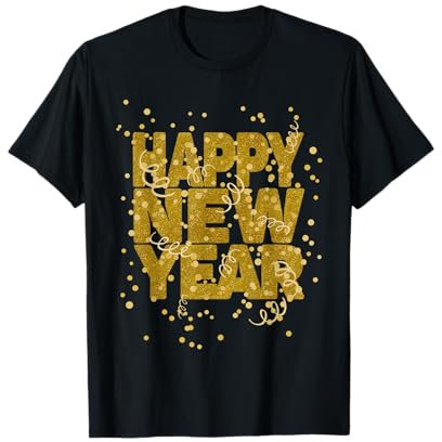 Happy New Year Konfetti Feuerwerk Silvester Party Outfit T-Shirt