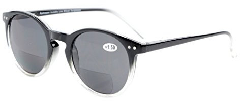 Eyekepper Schluesselloch Stil Federschanier Runde Bifocal Sonnenbrille Sonne Leser Schwarz-Klar +1.75