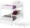 Panana Twin Bunk Beds Metal Bunk Bed Frame with Movable Ladder Steady Metal Slats for Kids Adult Twins (White, Single Bunk(can split to 2bed))