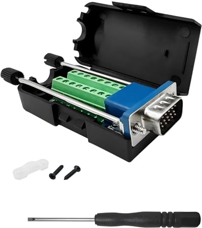 iYueMps VGA Adaptateur DB15 mâle Connecteur VGA 15 Broches Breakout Terminal Adaptateur 3 Rangées D-SUB Sans Soudure Connecteur avec boîtier