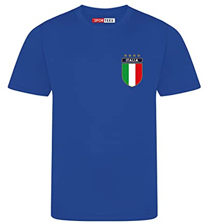 Sportees Unisex Kids Italy Style Football T-Shirt - Choice of Colours Jersey T-Shirt (9/11 Years 32, Home - Blue)