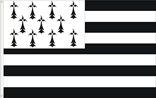 DRAPEAU DE LA BRETAGNE. GWENN HA DU BREIZH. QUALITÉ SATIN PREMIUM. DIMENSION 150X90