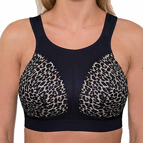 Gemm Ladies Plus Size Sports Bra for Women High Impact No Bounce Non Wired Large Busts Including Free Bra Extender Gym Exercise Yoga Running Athletic Workout Sportswear (36 DD, Animal Print)